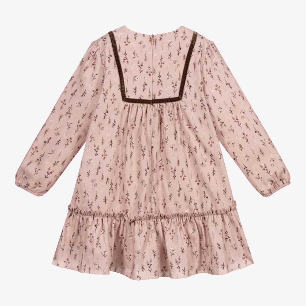 PAZ Rodríguez-فستان قطن تويل لون زهري بطبعة ورود | Childrensalon Outlet