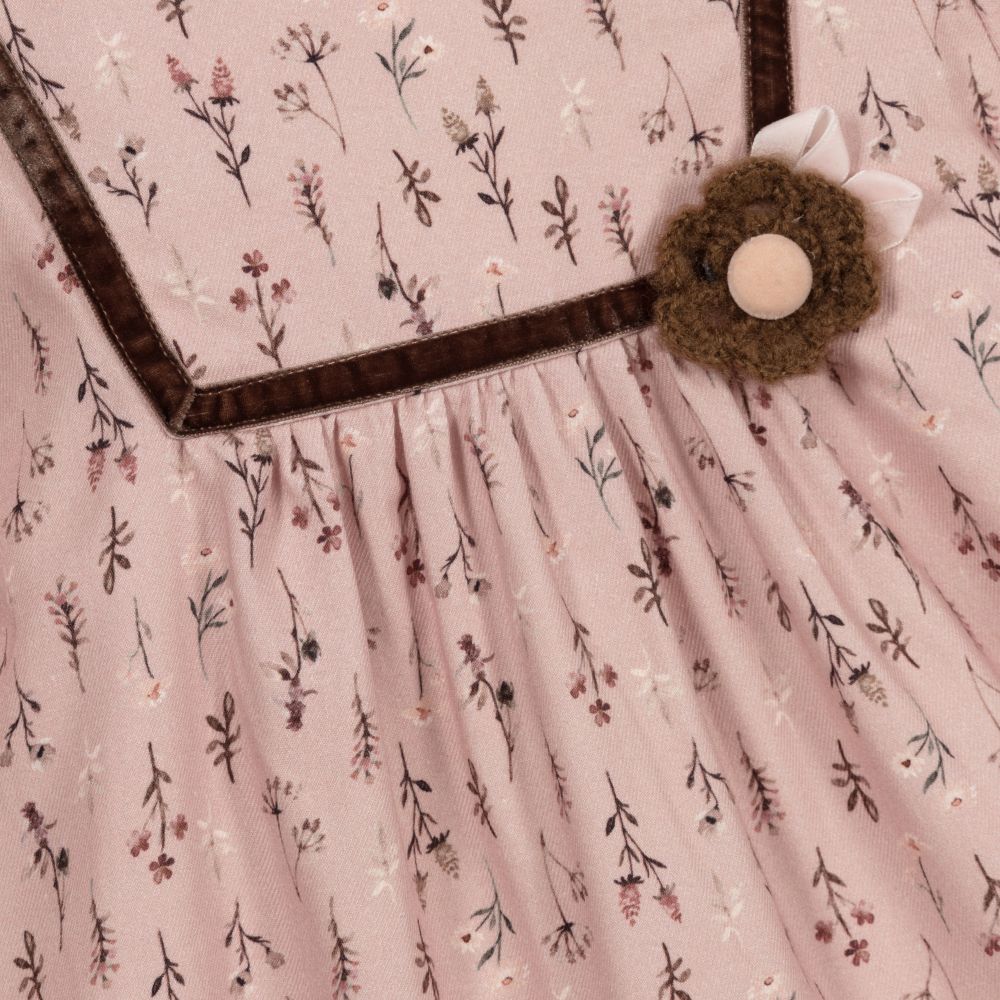 PAZ Rodríguez-فستان قطن تويل لون زهري بطبعة ورود | Childrensalon Outlet