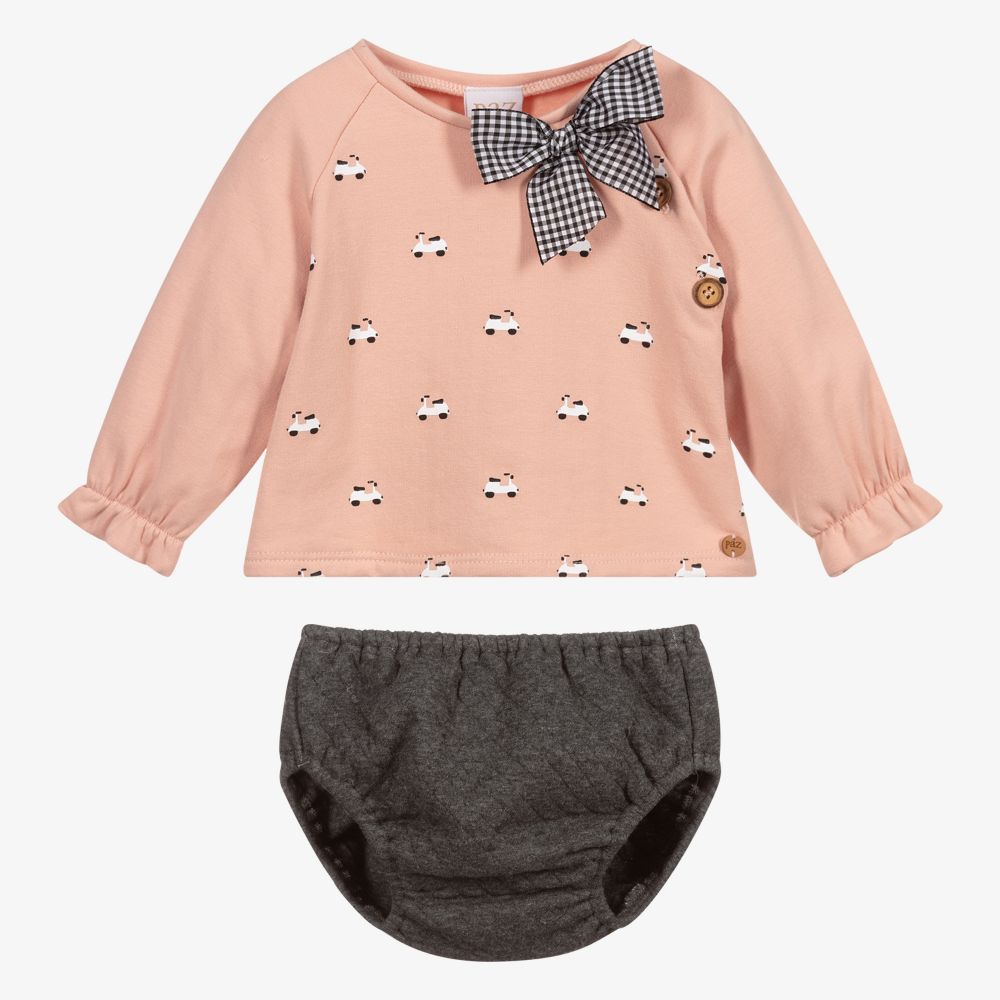 PAZ Rodríguez-Pink & Grey Cotton Shorts Set  | Childrensalon Outlet