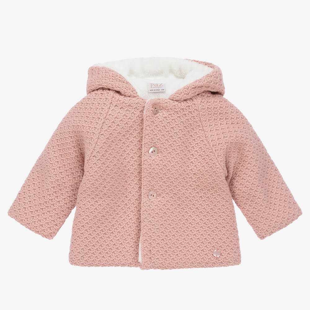 Paz Rodríguez - Pink Knitted Pram Coat  | Childrensalon