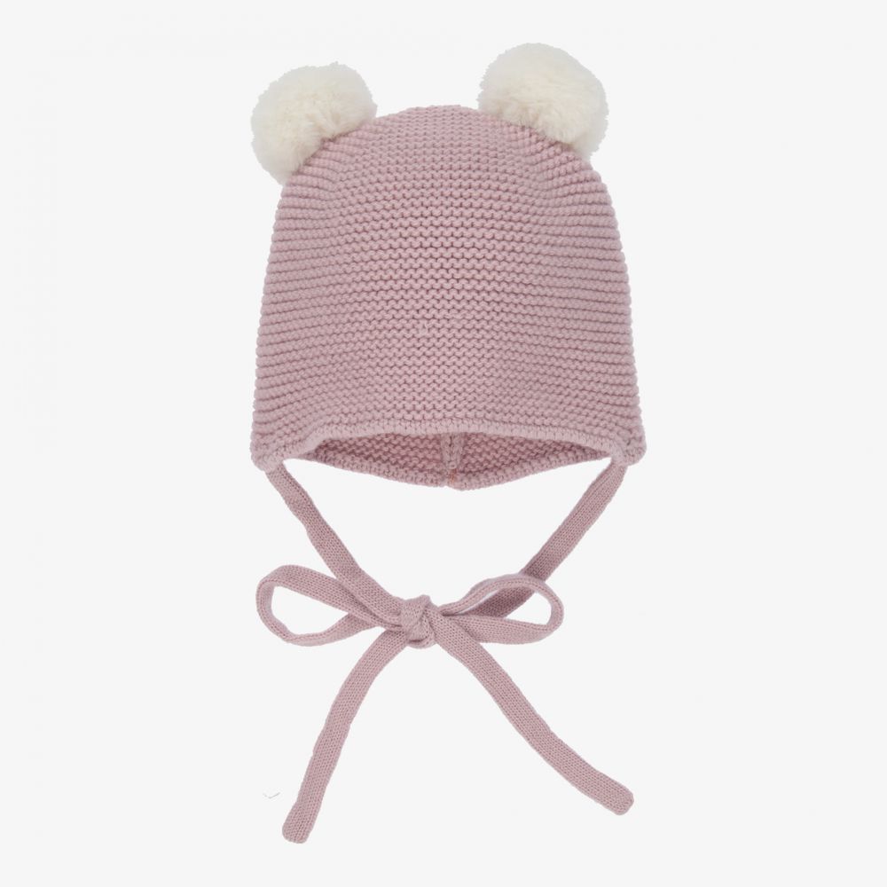 Paz Rodríguez - Розовая шапочка из мериносовой шерсти с помпоном | Childrensalon