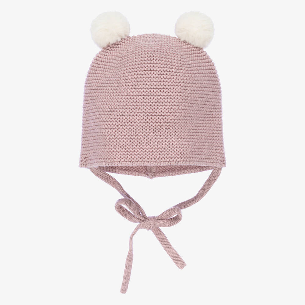 Paz Rodríguez - Розовая шерстяная шапка с помпонами  | Childrensalon