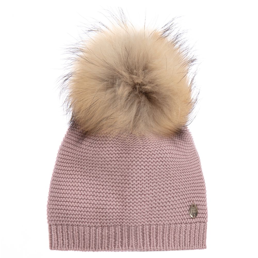 PAZ Rodríguez-Pink Wool Pom-Pom Hat | Childrensalon Outlet