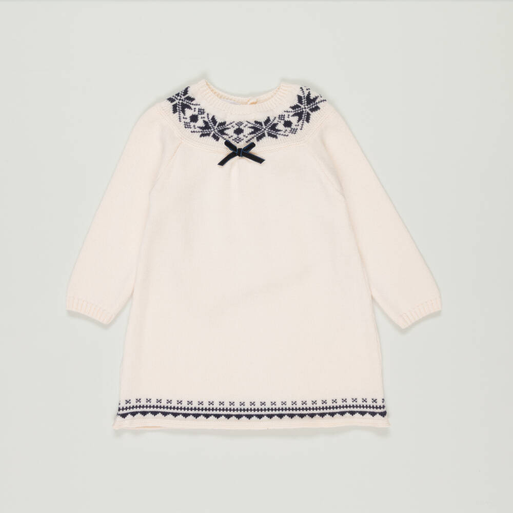 PAZ Rodríguez-Preloved Baby Girls Ivory Snowflake Wool Dress (24 months) | Childrensalon Outlet