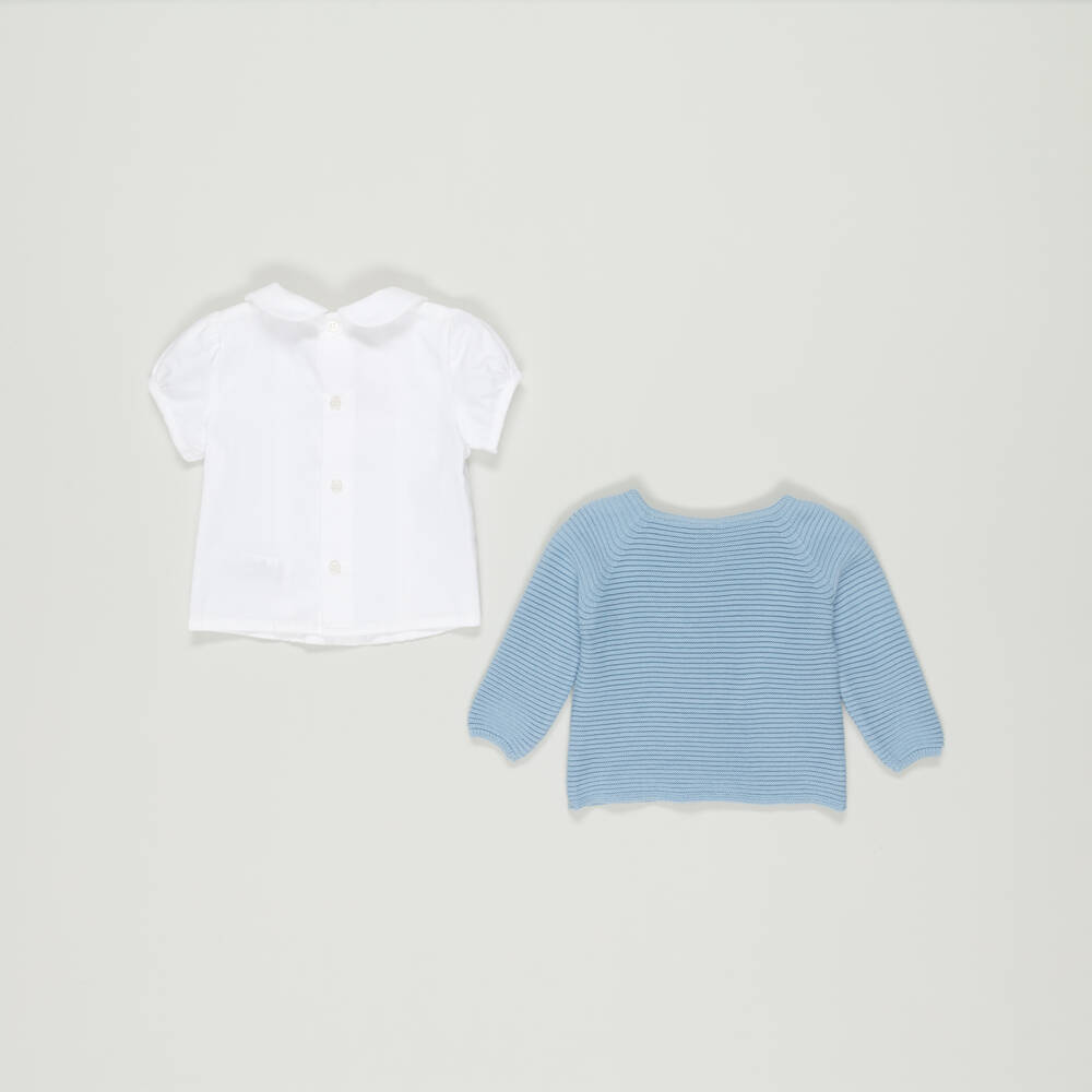 PAZ Rodríguez-Preloved Boys White & Blue Top Set (9 months) | Childrensalon Outlet