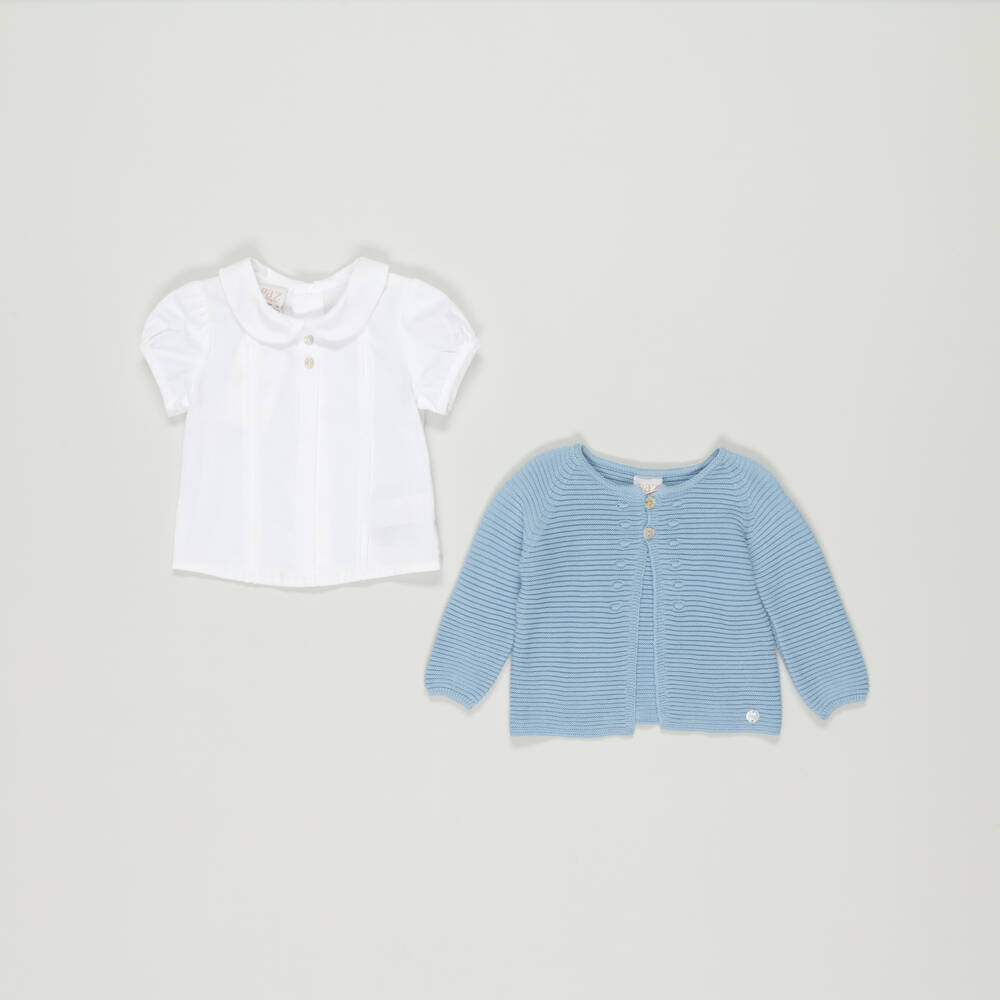 PAZ Rodríguez-Preloved Boys White & Blue Top Set (9 months) | Childrensalon Outlet