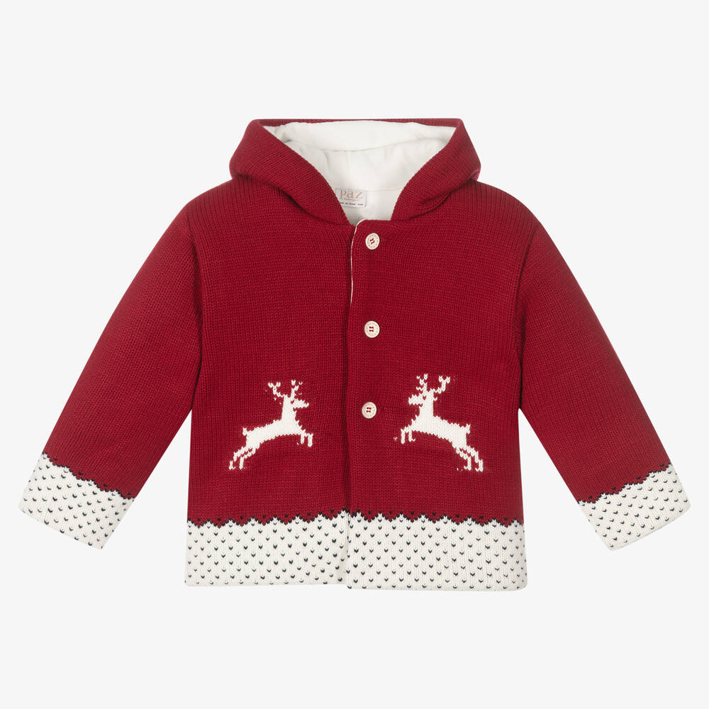 Paz Rodríguez - Red Knitted Hooded Jacket | Childrensalon