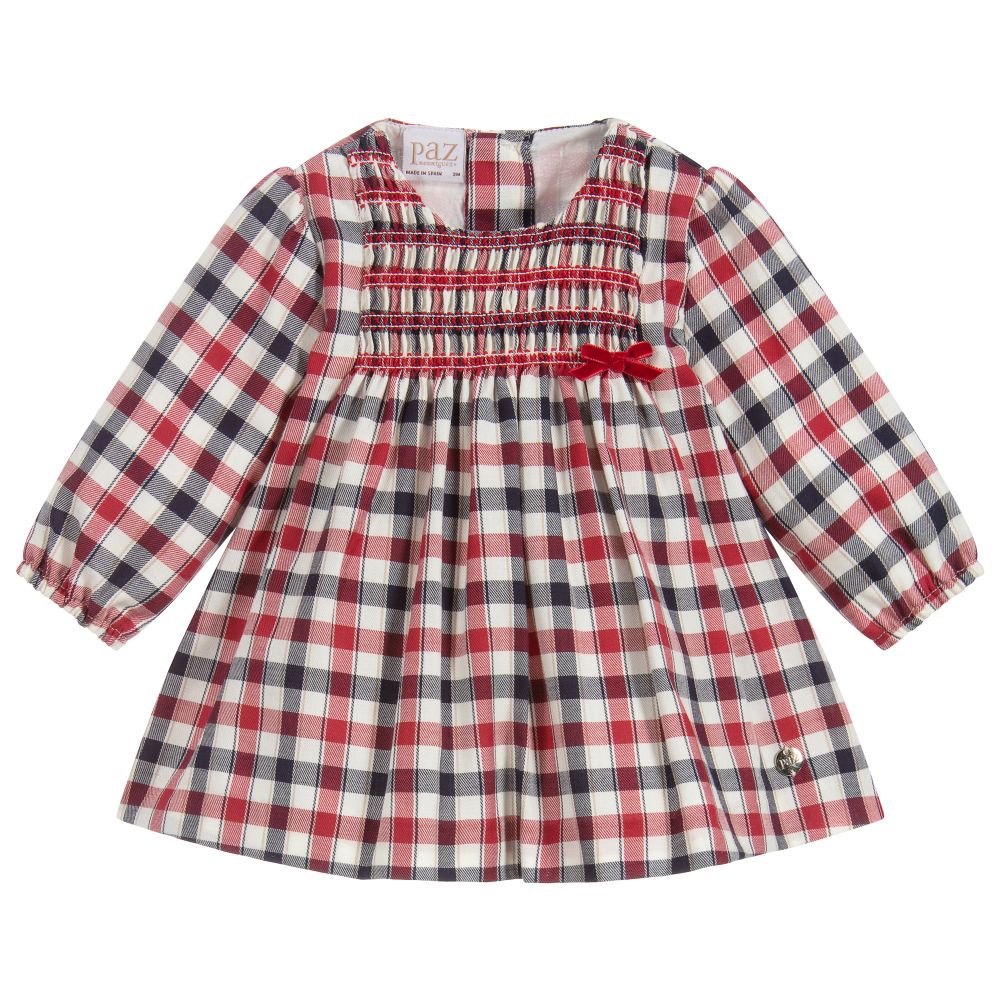 Paz Rodríguez - Red Ruched Check Dress | Childrensalon