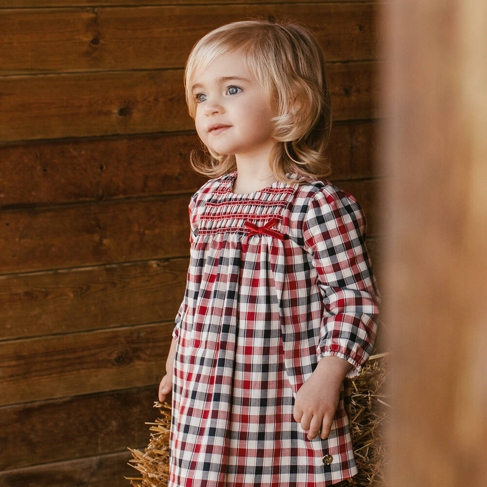 PAZ Rodríguez-Красное платье в клетку с рюшами | Childrensalon Outlet