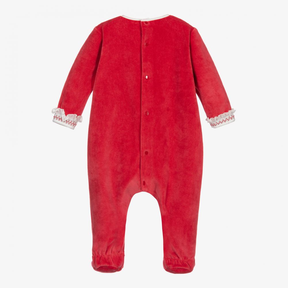 Red velour 2025 baby grow