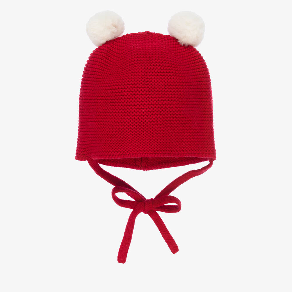 Paz Rodríguez - Red Wool Knit Pom-Pom Hat | Childrensalon