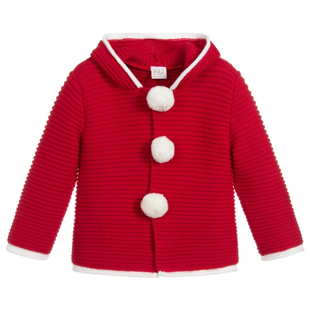 Paz Rodríguez - Красная шерстяная куртка с помпонами | Childrensalon
