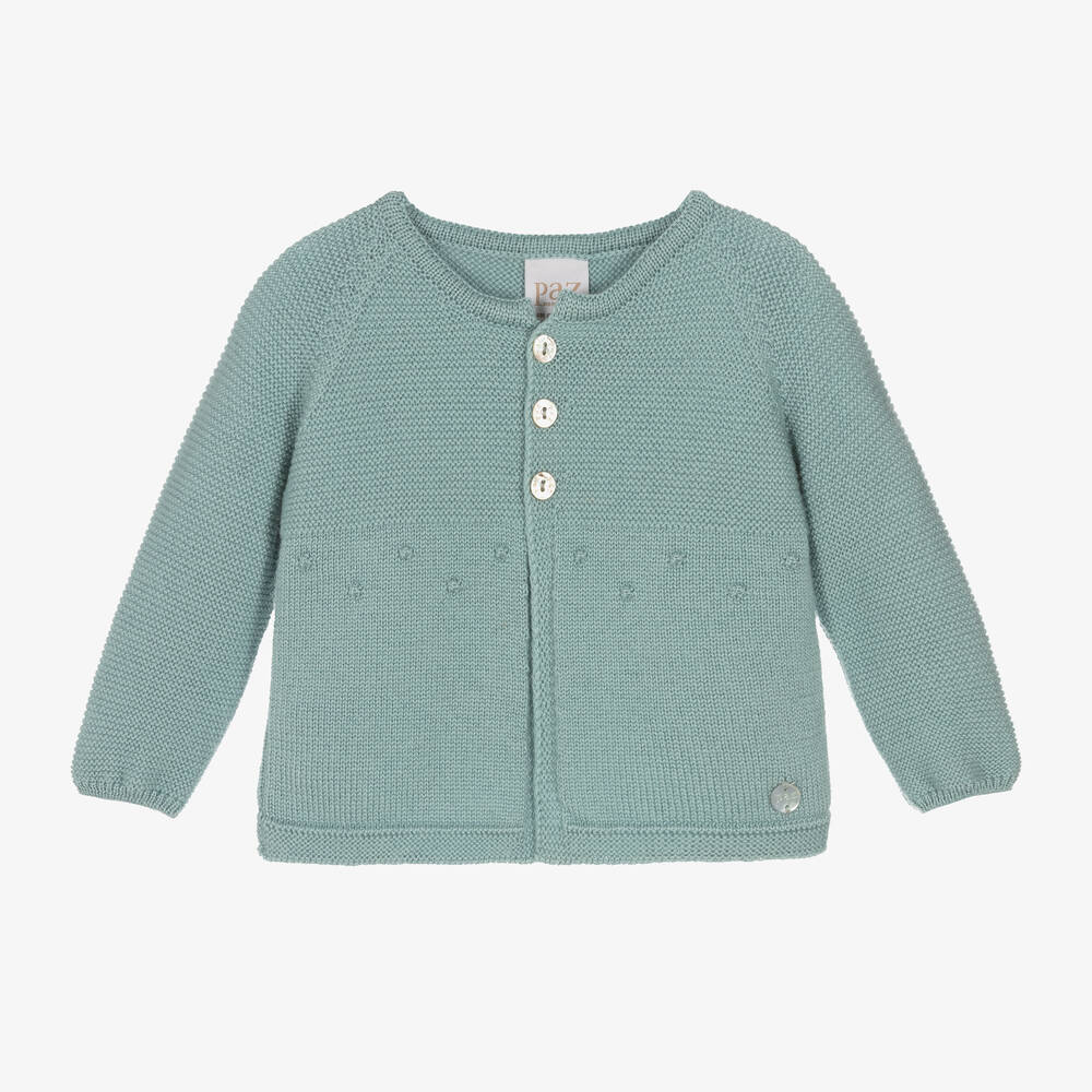 Paz Rodríguez - Cardigan laine mérinos vert sauge | Childrensalon