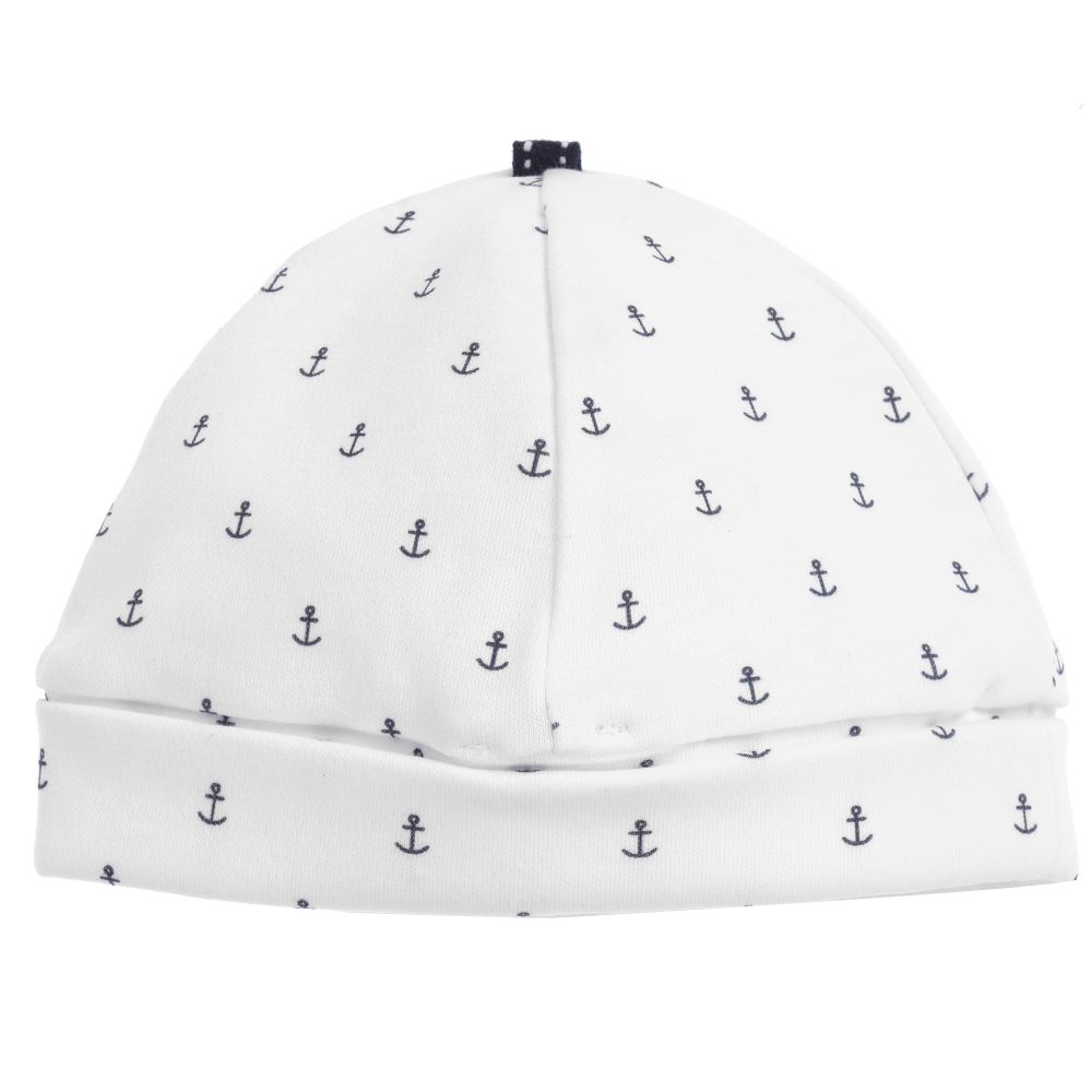 PAZ Rodríguez-قبعة قطن جيرسي لون أبيض و كحلي للأطفال | Childrensalon Outlet