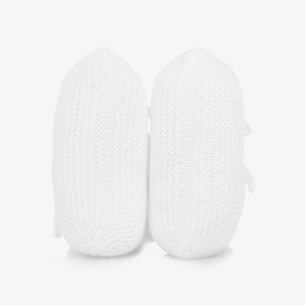 PAZ Rodríguez-White Knitted Cotton Baby Booties | Childrensalon Outlet