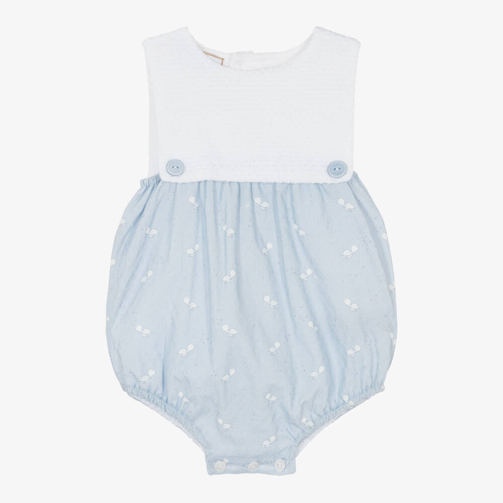 PAZ Rodríguez-White & Powder Blue Turtle Print Cotton Shortie | Childrensalon Outlet