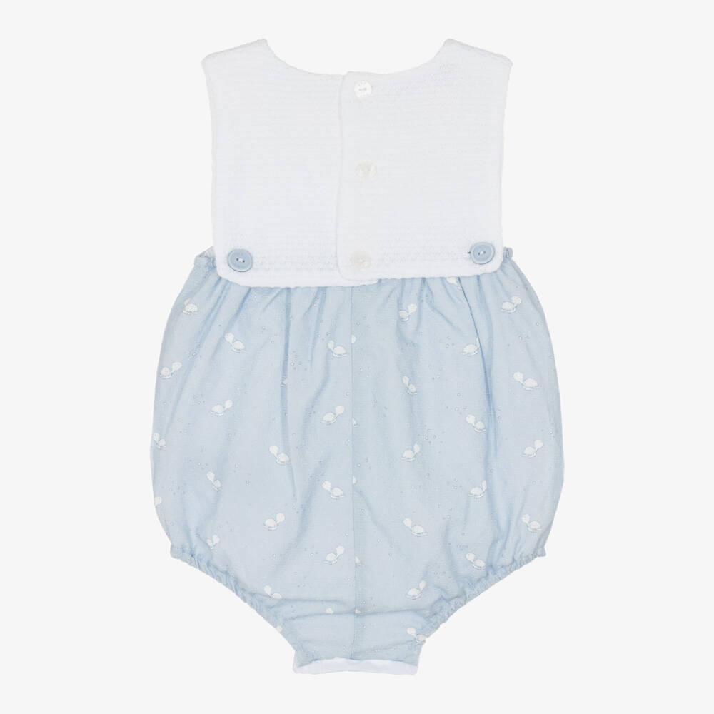 PAZ Rodríguez-White & Powder Blue Turtle Print Cotton Shortie | Childrensalon Outlet