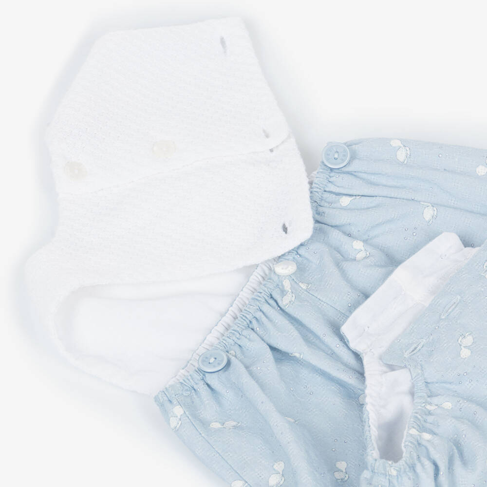 PAZ Rodríguez-White & Powder Blue Turtle Print Cotton Shortie | Childrensalon Outlet