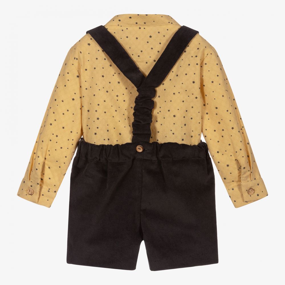 PAZ Rodríguez-طقم شورت وتوب قطن لون أصفر ورمادي للأولاد | Childrensalon Outlet