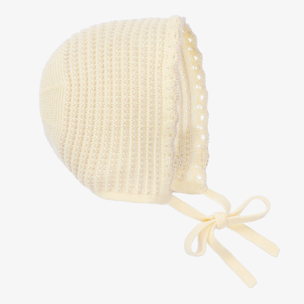 Paz Rodríguez - Yellow Knit Baby Bonnet | Childrensalon