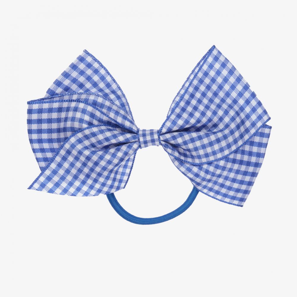 Peach Ribbons - ربطة مطاطية للشعر مزينة بفيونكة لون أزرق للبنات (12 سم) | Childrensalon