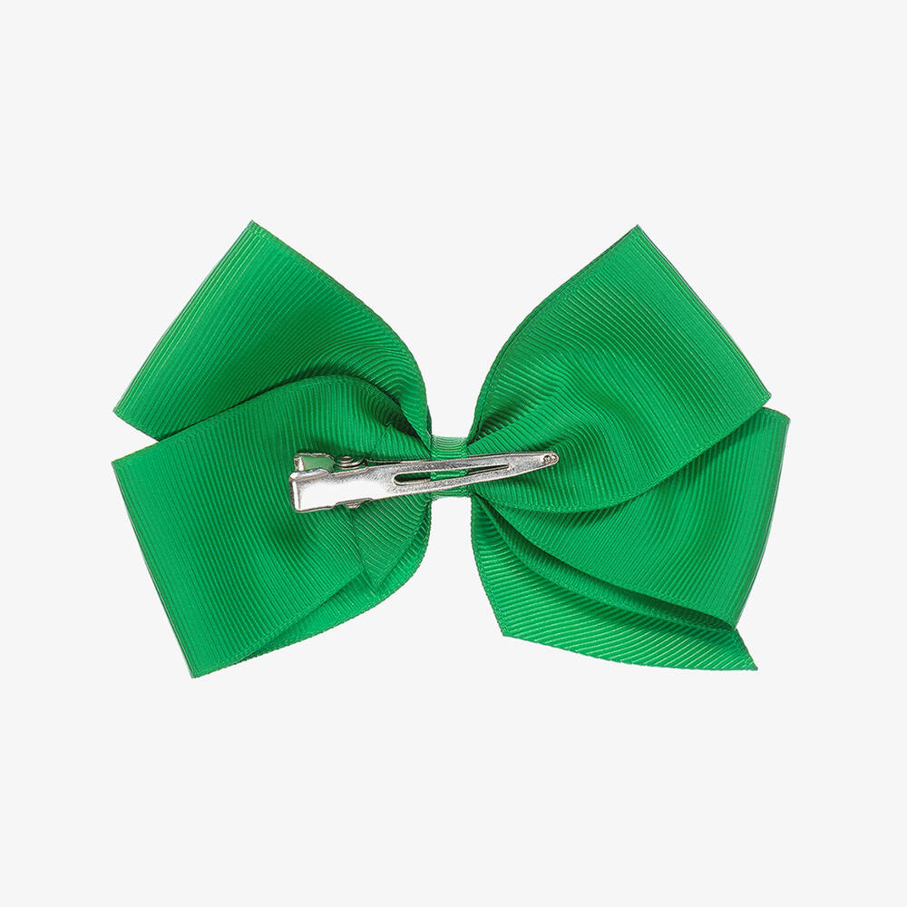 Peach Ribbons-Emerald Green Bow Hair Clip (12cm) | Childrensalon Outlet