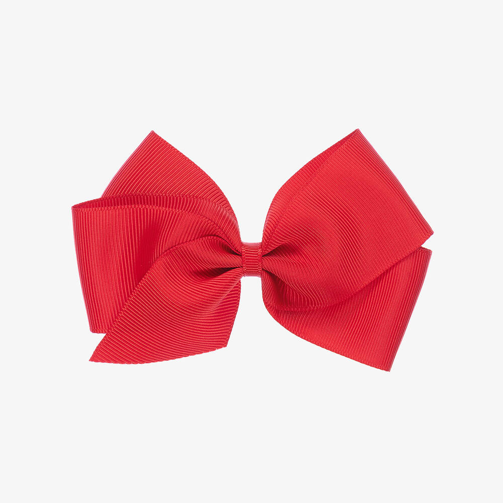 Peach Ribbons-Girls Deep Red Bow Hair Clip (12cm) | Childrensalon Outlet