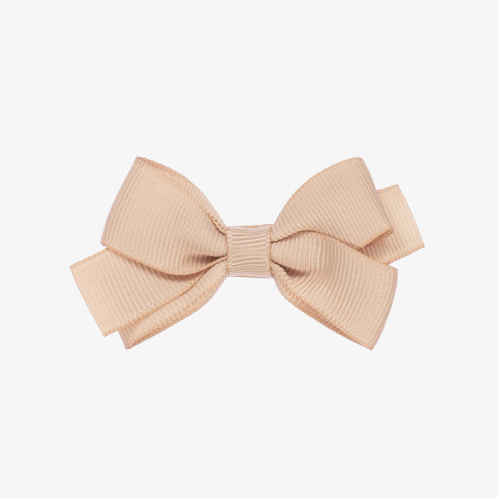 Peach Ribbons-Girls Delightful Beige Bow Clip | Childrensalon Outlet