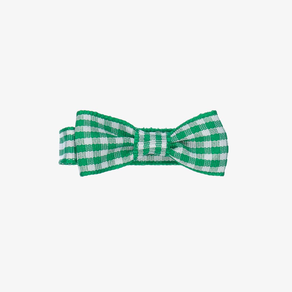 Peach Ribbons-Green Gingham Bow Clip (4.5cm) | Childrensalon Outlet