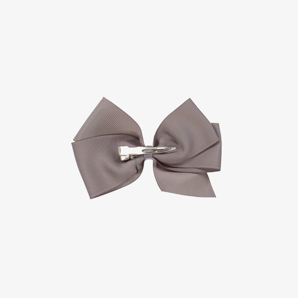 Peach Ribbons-Серая заколка-бантик (12 см) | Childrensalon Outlet