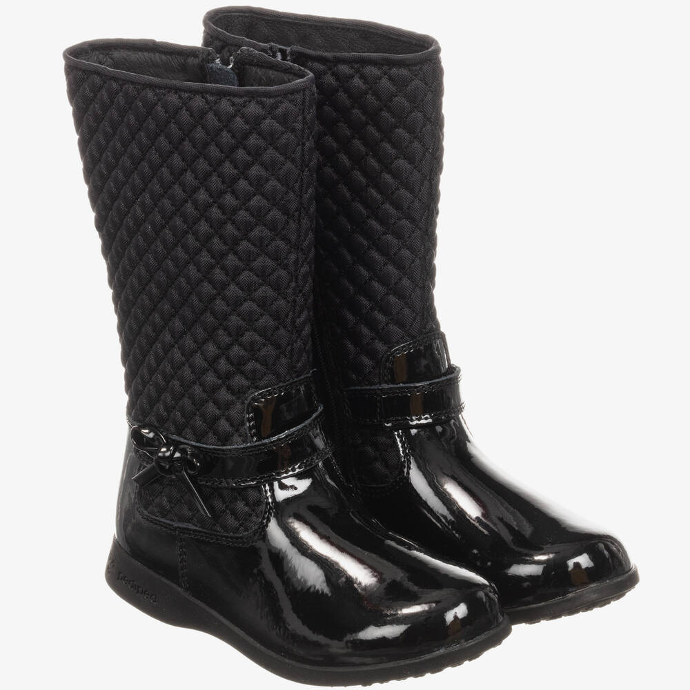 Pediped Flex (1-12yr) - Black Leather 'Naomi' Boots | Childrensalon