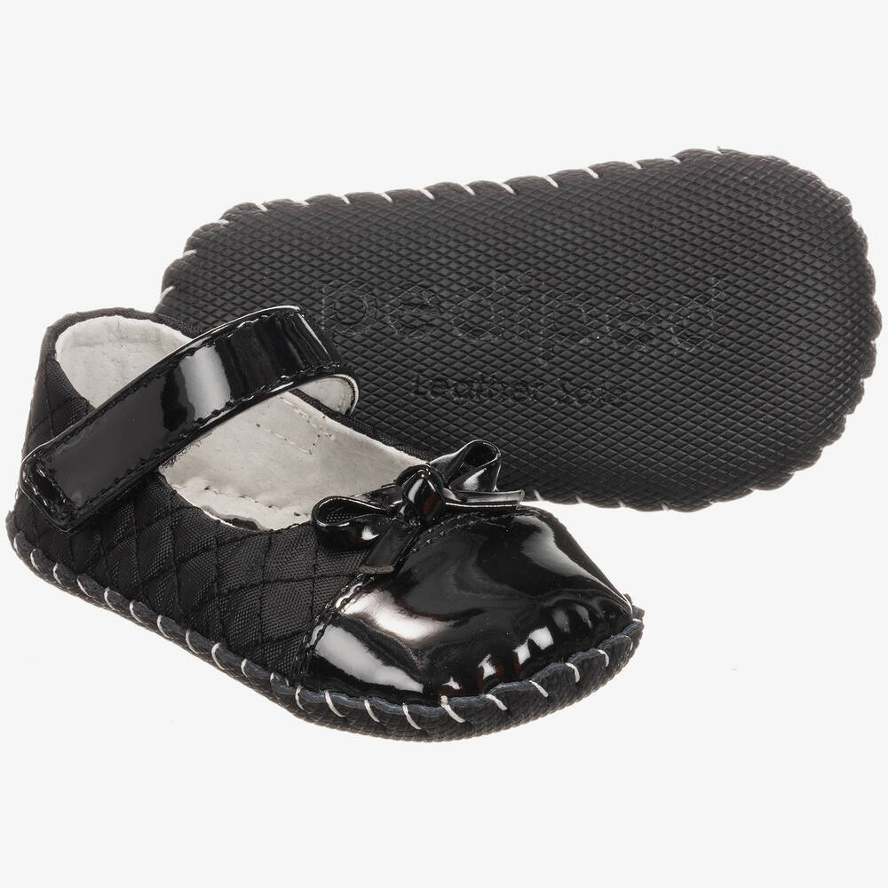 Pediped Originals (0-24mth) - Black Leather Pre-Walker Shoes | Childrensalon