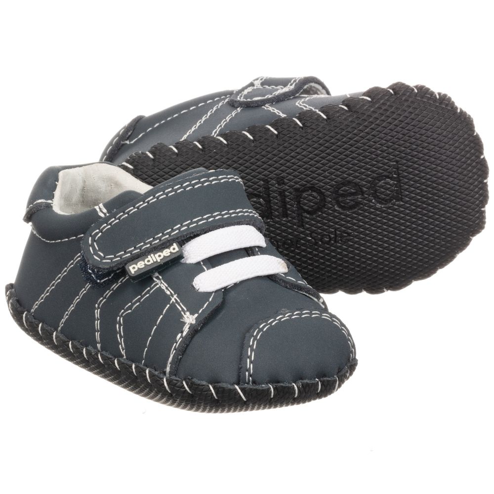 Pediped Originals (0-24mth) - حذاء جلد لون أزرق لمرحلة ما قبل المشي للأولاد | Childrensalon