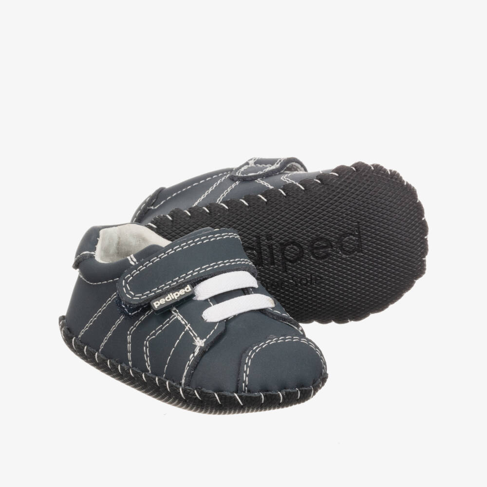 Pediped Ориджиналз (0-24мес.)-Boys Blue Nubuck 'Jake' Pre-Walker Shoes | Childrensalon Outlet