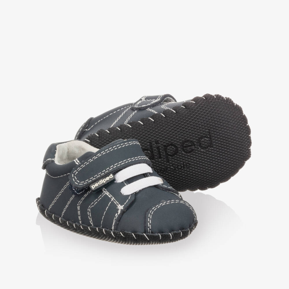 Pediped Originals (0-24mth)-Boys Blue Nubuck 'Jake' Pre-Walker Shoes | Childrensalon Outlet