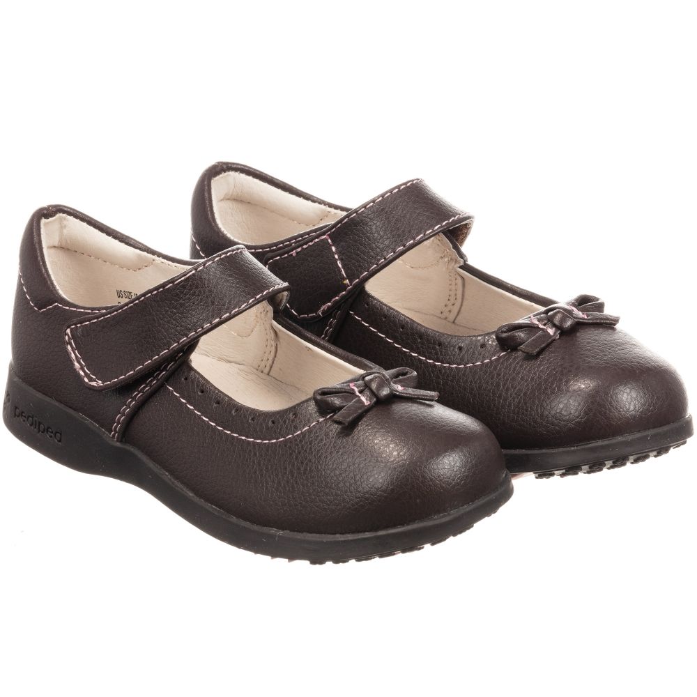 Pediped Flex (1-12yr) - حذاء جلد طريً لون بنًي للفتيات  | Childrensalon