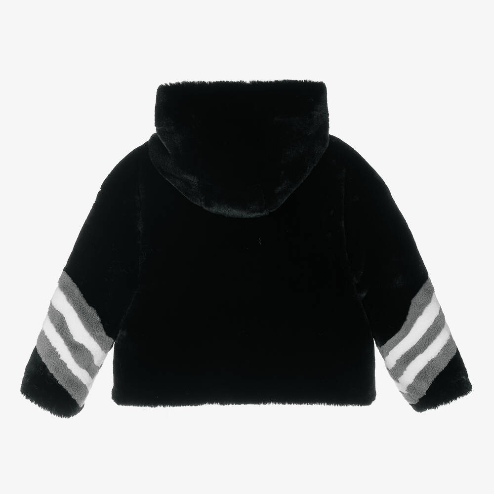 Perfect Moment-Черная куртка из искусственного меха с капюшоном | Childrensalon Outlet
