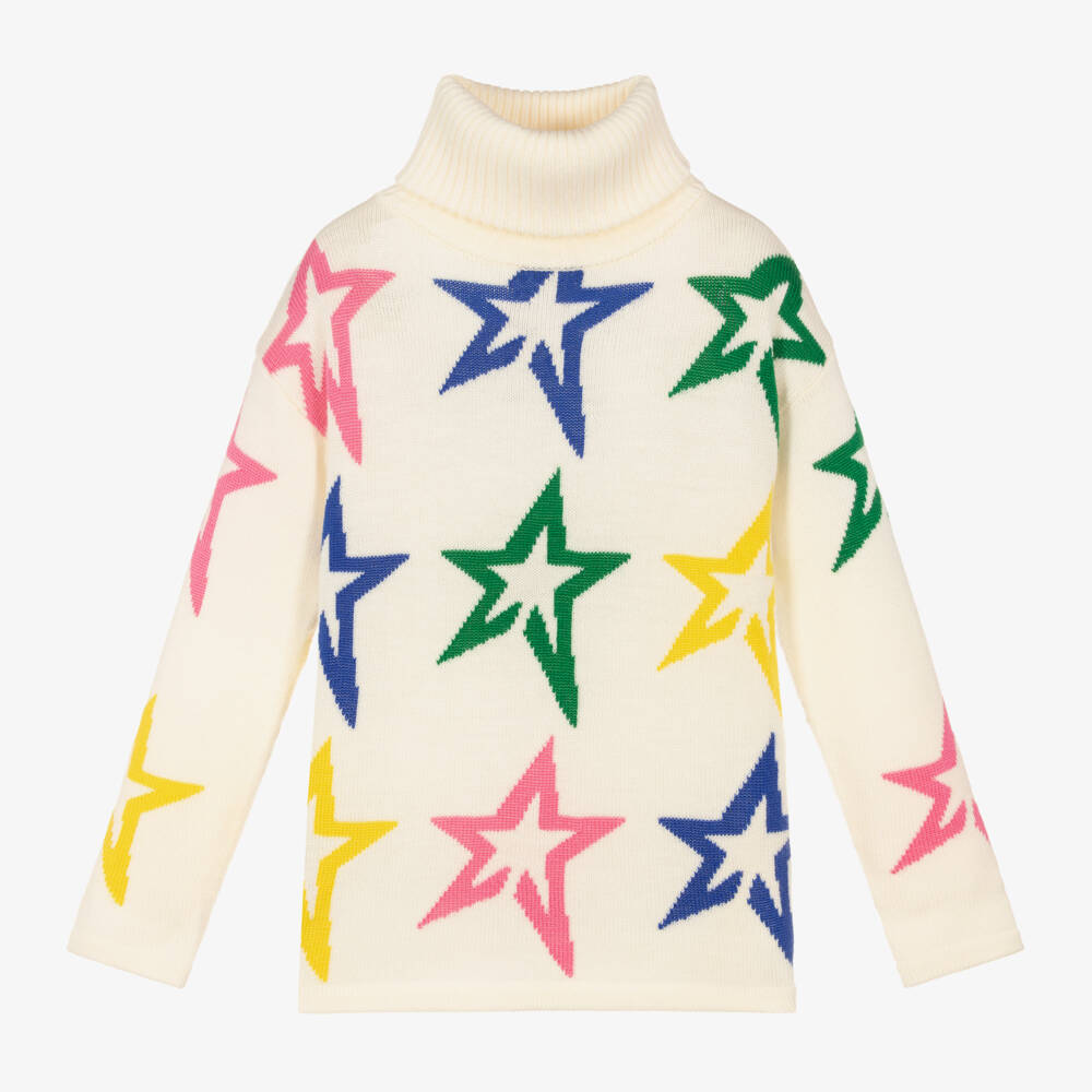 Perfect Moment-Girls Ivory Star Merino Wool Sweater | Childrensalon Outlet
