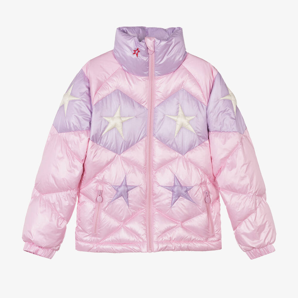 Perfect Moment - Girls Pink Down Quilted Star Ski Jacket | Childrensalon
