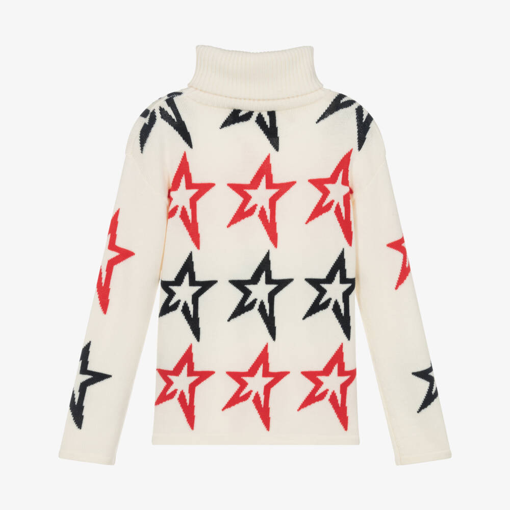 Perfect Moment-Ivory Star Knit Roll Neck Sweater | Childrensalon Outlet