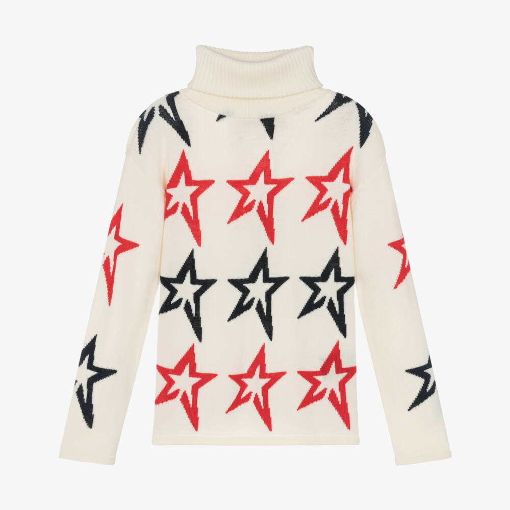 Perfect Moment-Ivory Star Knit Roll Neck Sweater | Childrensalon Outlet