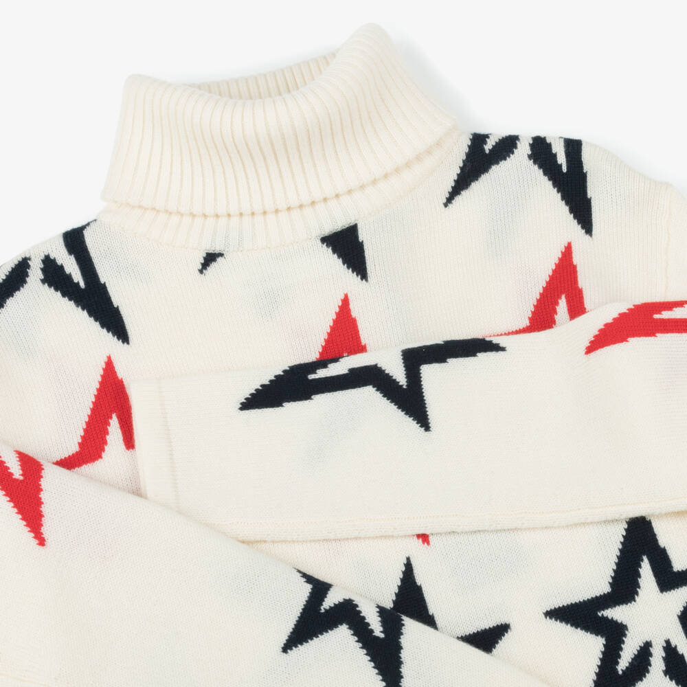 Perfect Moment-Ivory Star Knit Roll Neck Sweater | Childrensalon Outlet