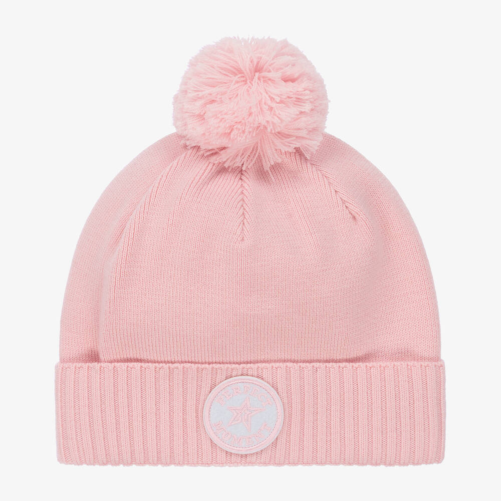 Perfect Moment - Pink Merino Wool Pom-Pom Hat | Childrensalon