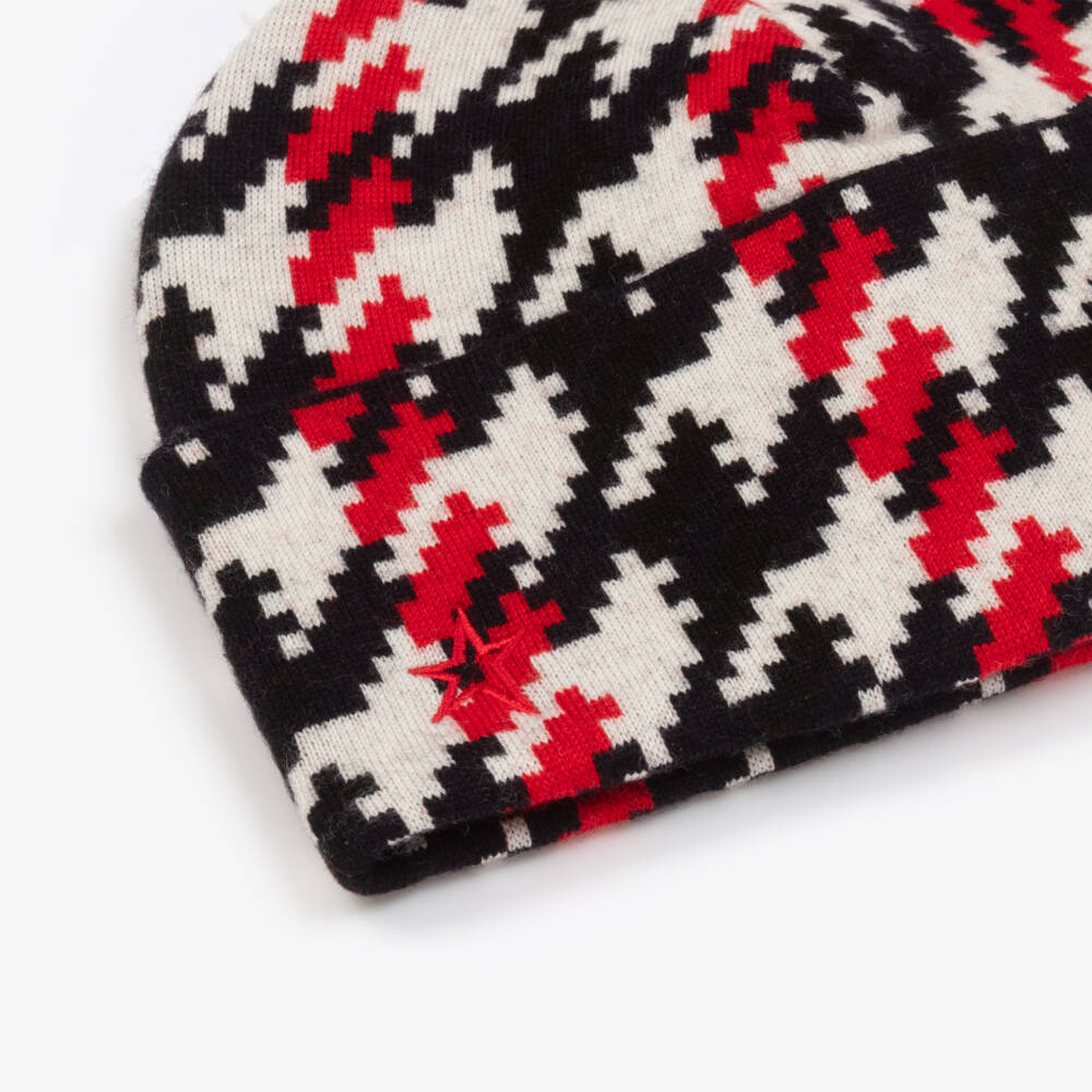 Perfect Moment-Red & Black Merino Wool Houndstooth Beanie | Childrensalon Outlet