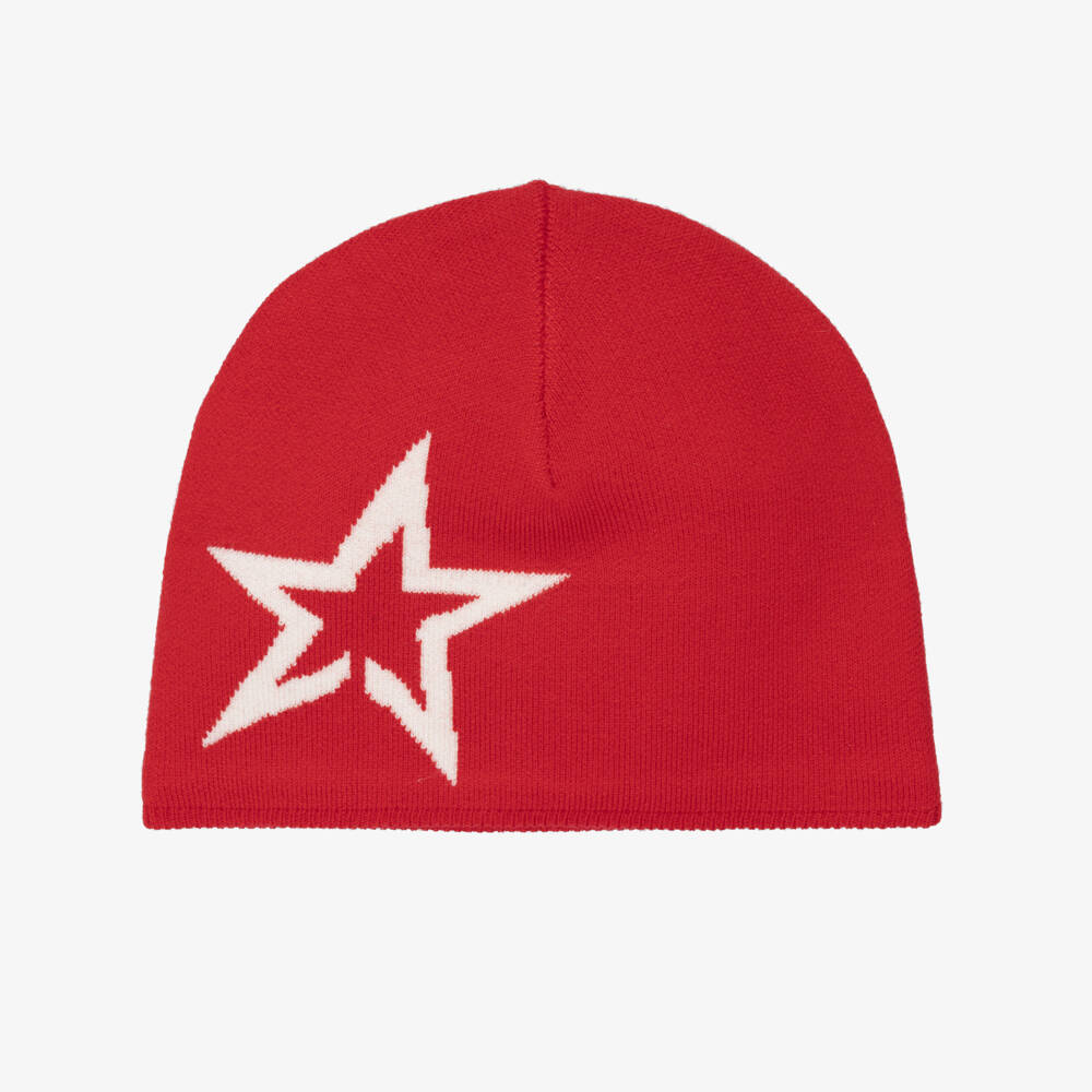 Perfect Moment-Red Knitted Merino Wool Star Beanie | Childrensalon Outlet