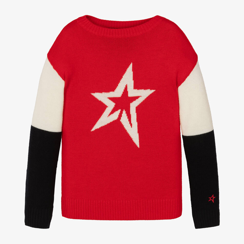 Perfect Moment-Red Merino Wool Star Sweater | Childrensalon Outlet