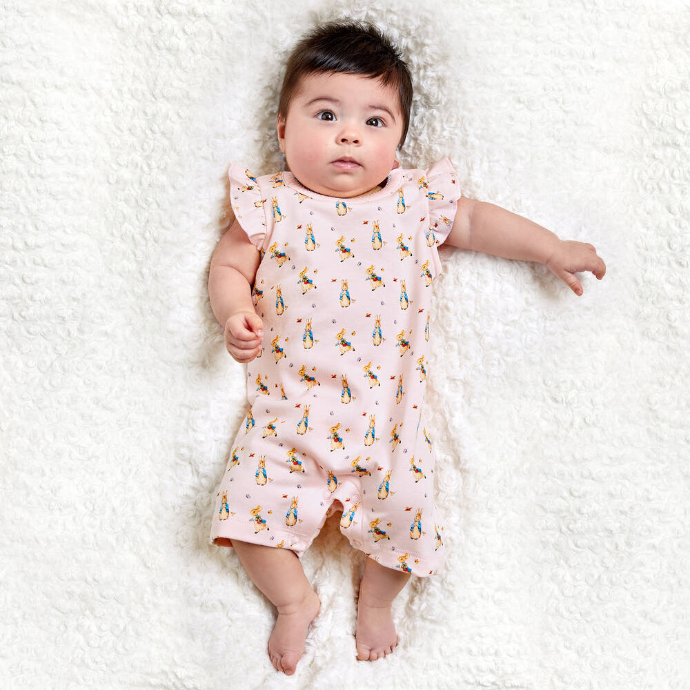 Peter Rabbit™ by Childrensalon-Baby Girls Pink Cotton Jersey Shortie | Childrensalon Outlet