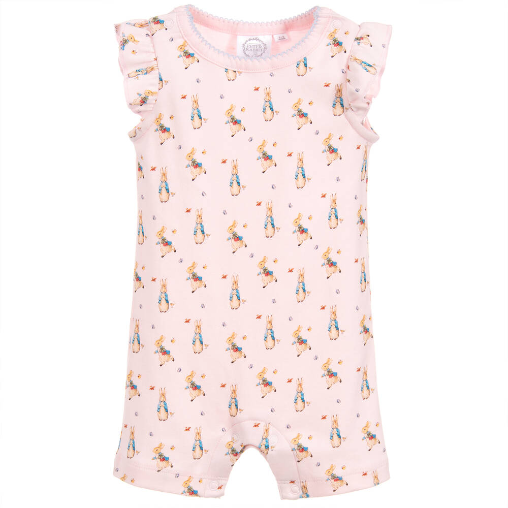 Peter Rabbit™ by Childrensalon - Combi-short rose en jersey de coton bébé fille | Childrensalon