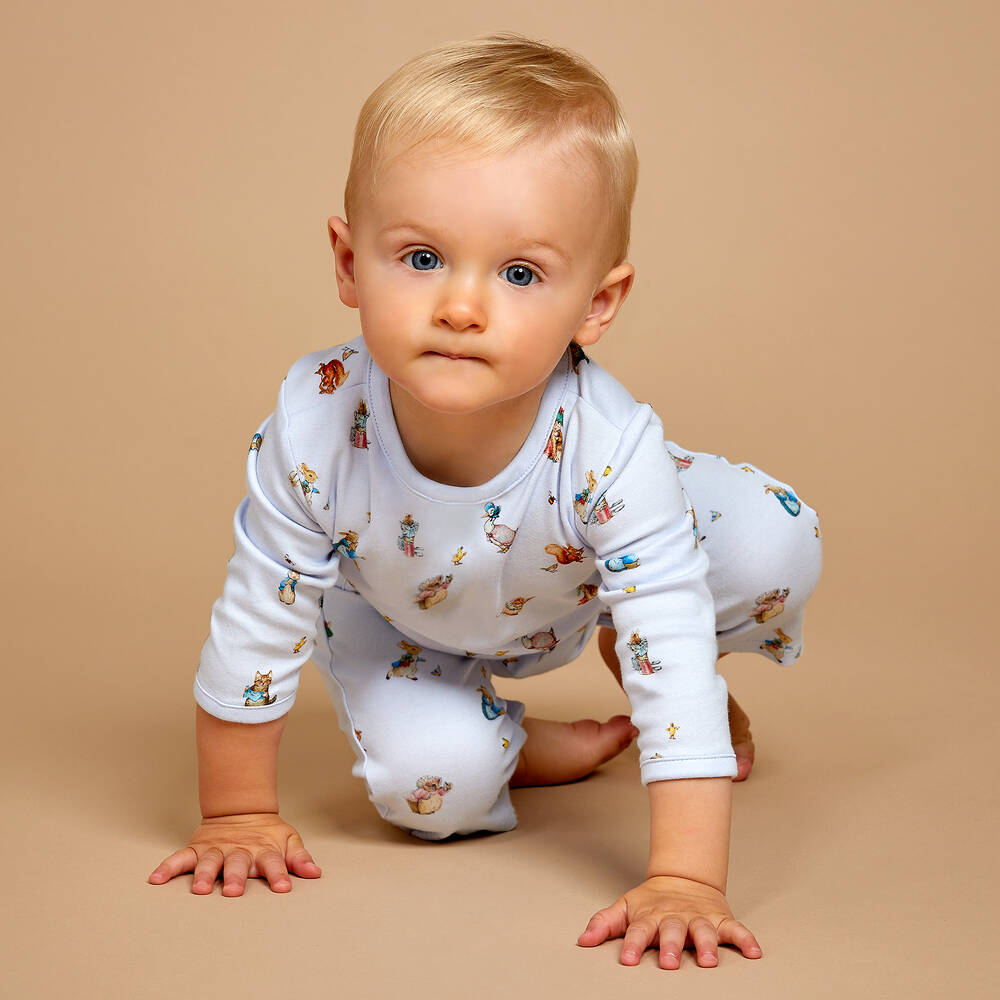 Peter Rabbit™ by Childrensalon-Голубой ромпер из хлопкового джерси | Childrensalon Outlet