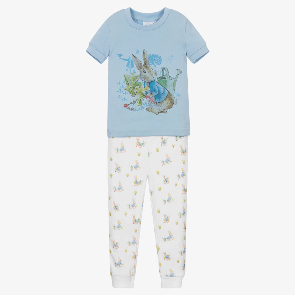 Peter Rabbit™ by Childrensalon-Boys Blue Cotton Nightwear Set | Childrensalon Outlet